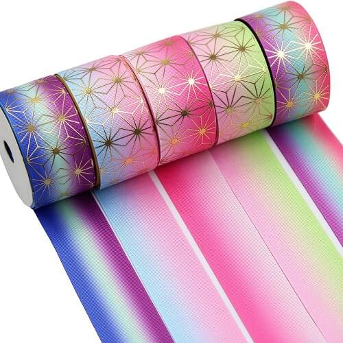 Monochrome Double-Sided Gradient Dazzling Bronzing Grosgrain Ribbons,Bow Cap DIY Accessories Decorations 1-1/2 Inch X 5 Yard