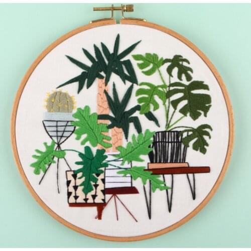 Plant Pattern Handmade Embroidery DIY Cross Stitch Kits Cotton Canvas Cross Stitch Mixed Color Embroidery Kits for Beginners