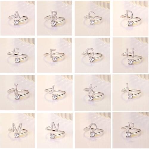 1Pc Silver Color 26 English alphabet Rings Set For Women Fashion Adjustble Open Ring Joint Ring Female Jewelry