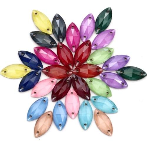 Navette 16 Colors Bright Sparkly Crystal K9 Glass Rhinestones High Quality Strass Crystal Sew on Clothes Buttons