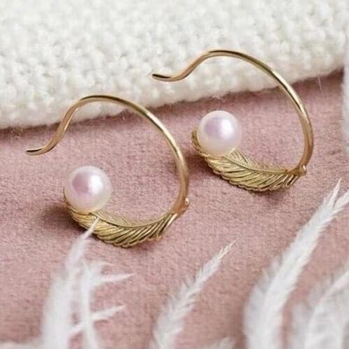 Not including pearl) Leaf Design Pearl Earrings Fittings Women DIY Jewelry Making For 7-9mm