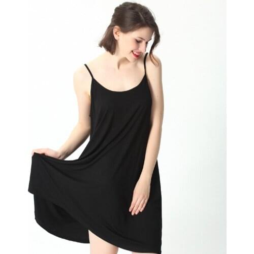 Plus size nightdress female summer XL stretch refreshing breathable comfortable loose suspender skirt black camison sexy mujer