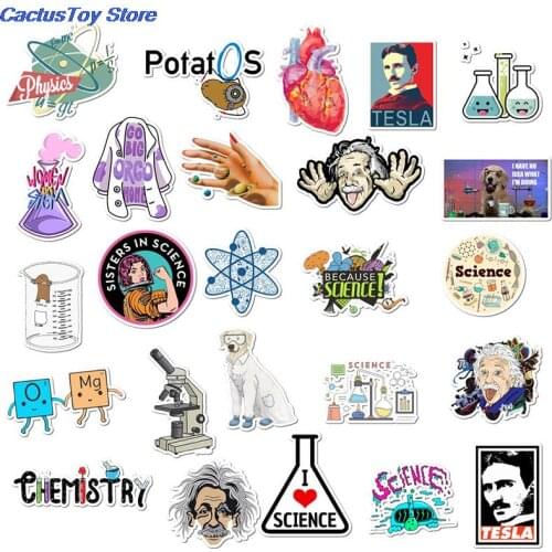 New 50Pcs/set Science Experiment Chemical Programming Stickers Diy Laptop PC Decor Waterproof Sticker