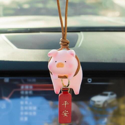 Cute Lucky Piglet Charm Car Pendant Automobiles Rearview Mirror Suspension Decoration Accessories Hanging Pendants Gifts