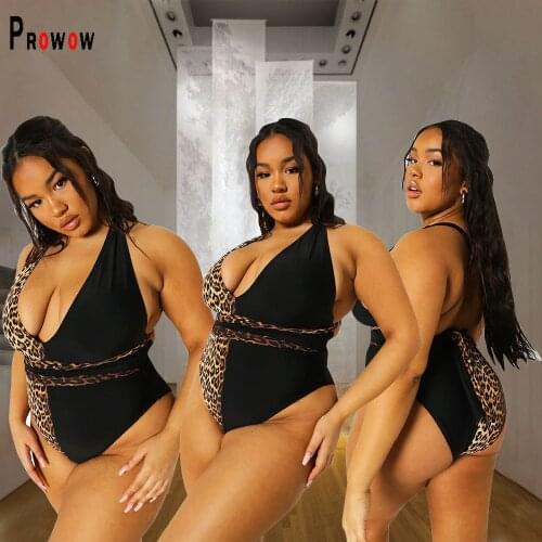 Prowow Sexy Leopard Print Women One Piece Biniki 2021 New Summer Corss Bandage Backless Bathing Suit Swimwear Beach Wear