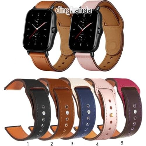 Quality Leather Watch Band Strap for Huami Amazfit GTS 2 Strap for Bip Lite GTS2 min / GTR 2 2e / Bip S U Neo strap 20mm 22mm
