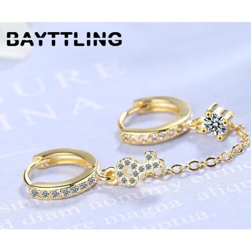 BAYTTLING 925 Sterling Silver 62MM Fine Key Zircon Round Pendant Earrings For Women Fashion Wedding Jewelry Party Gift