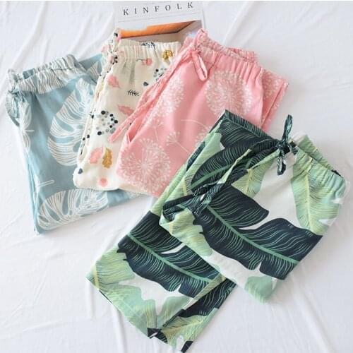 Womens Clothing Pijama Pants Cotton Pajama Pants Women High-density Gauze Fabric Lounge Trousers Sleep Wear Womens Bottoms