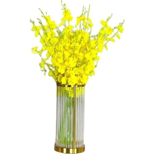 Modern Luxury Metal Glass Vase Decoration Nordic Creative Transparent Large Vase Living Room Flower Arrangement Decoration Gift