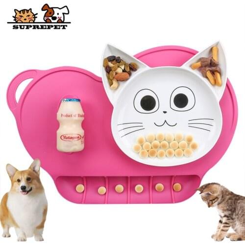SUPREPET Silicone Dog Bowl Pet Lick Mat Drinking Pad for Cats Cute Easy Washing Feeder Puppy Waterproof Placemat Dogs Supplies