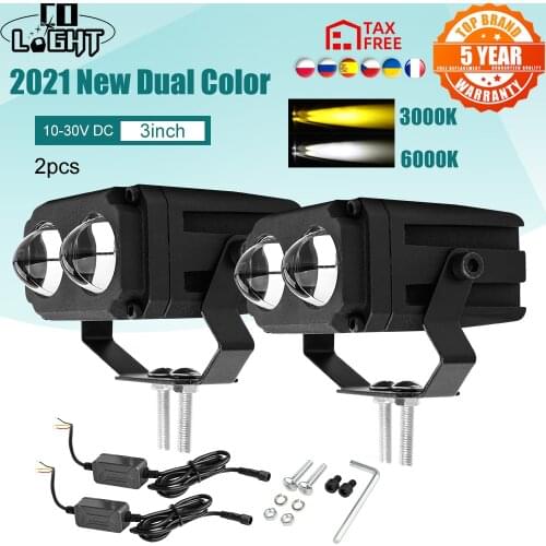 CO LIGHT 3'' 100W Led Light Bar Dual Color 12D White Amber Led Work Light Offroad for Motocycle Car 4x4 Truck Fog Lights 12V 24V