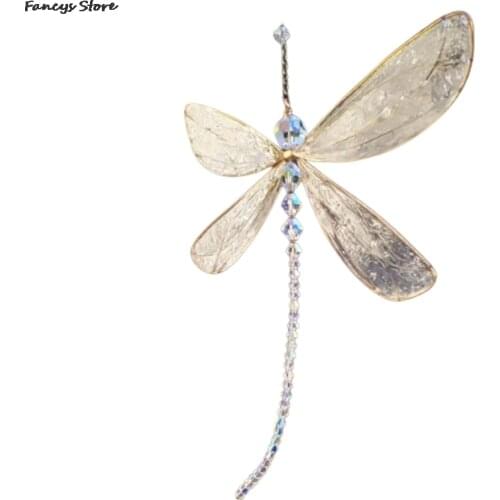 Dragonfly Ornaments Windows Exquisite Wing Metal Decoration Big Trees Crystal Dragonfly Pendants Home Dormitory Garden Courtyard