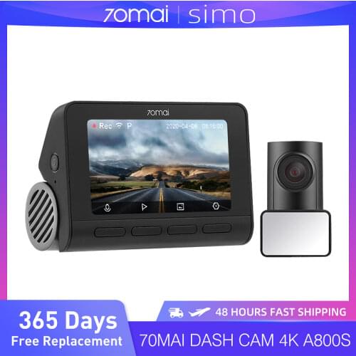 70mai Dash Cam 4K A800S Dual Sight 70mai A800S GPS ADAS Car DVR 2160P 4K 24H Parking 140FOV Support Rear Cam 70mai Dash Cam 4K