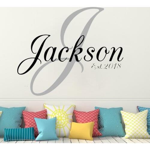 Vinyl Monogram Family wall sticker Name & Initial Custom Decal decoration Wedding Stencils Engagement Gift home decor HY815