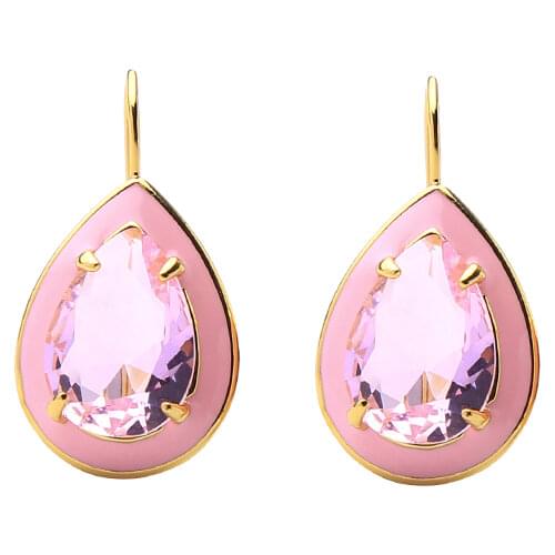 Vintage Bohemia Stud Earring Behemia Vintage Pink/Green/Blue/Purple Enamel Glass Earring For Women Simple Design Stud Earring