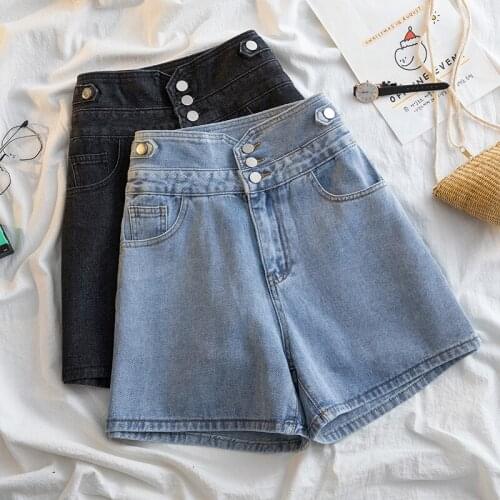 2021Summer Oversized Short Jeans Mujer High Waisted Loose Simple Design Solid Color Wide Leg Denim Shorts Women Dropshipping