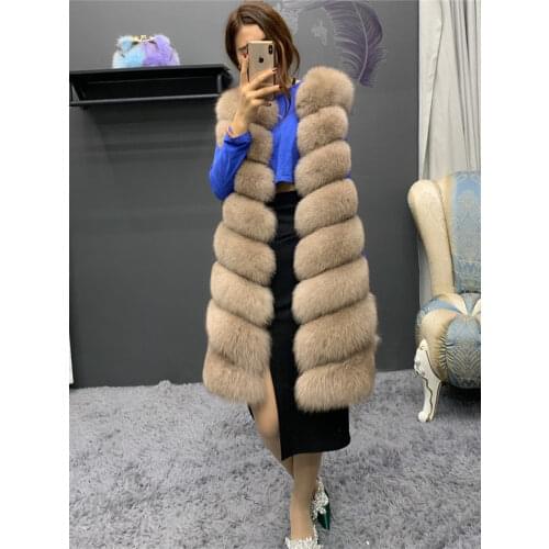 Real Fur Vest Women Fox Fur Natural Blue Fox Fur Vests Real Fur Long Coat Fur Vest Female Real Fur Jacket New Arrival 2020