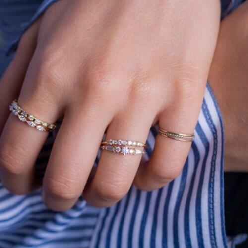 2021 High Quality Gold Color Fine Jewelry AAA+ Cubic Zirconia CZ Shiny Rings For Women Finger Rings Engagement Wedding Jewelry
