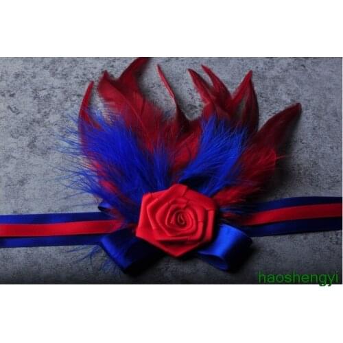 British style Korean bridal necklace neck ornament earring wrist flower feather headdress
