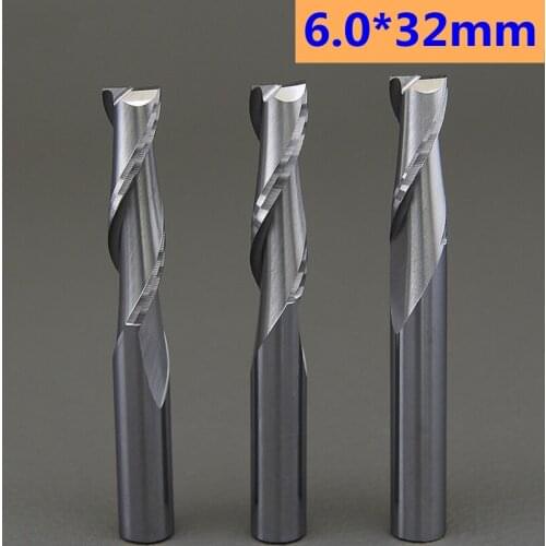 1PCS 6.0mm Plywood CNC Carbide Two Flute Spiral Bit High Efficient Spiral plane end mill double groove CNC milling bit