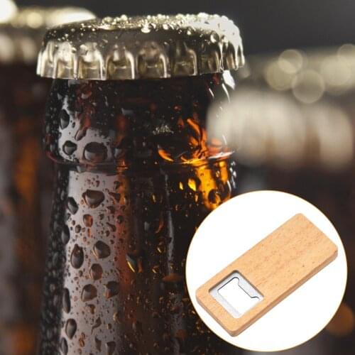1Pack Wood Beer Bottle Opener Wooden Handle Corkscrew Stainless Steel Square Openers Bar Kitchen Accessories Party Gift