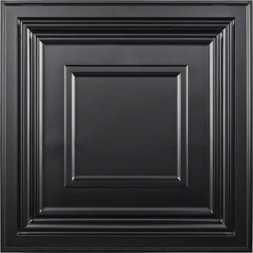 12PCS Plastic 3D Drop Ceiling Decorative Glue up Ceiling Panel Square Relief in Black