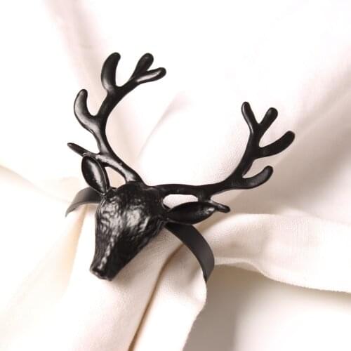 12/PCS Hotel napkin ring dumb black deer head napkin ring metal napkin ring napkin buckle
