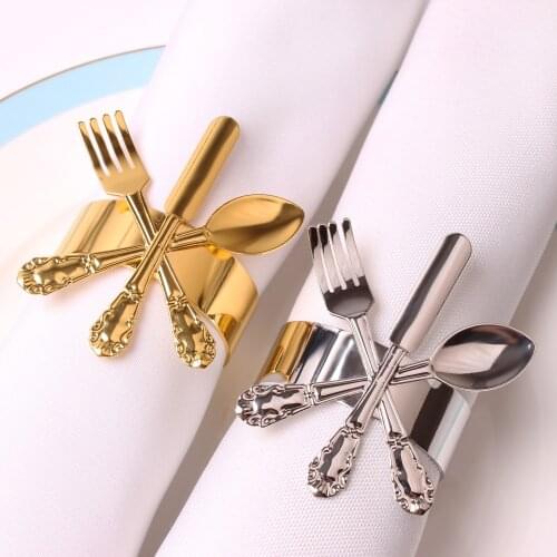 12pcs Creative western restaurant hotel table knife and fork napkin buckle napkin ring cloth ring towel buckle