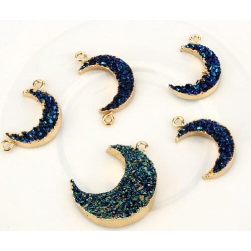 2pcs Fashion Moon Resin Stone Pendant Charms For Women Necklace Bracelets Eardrops Findings Diy Connector Jewelry Accessory F142