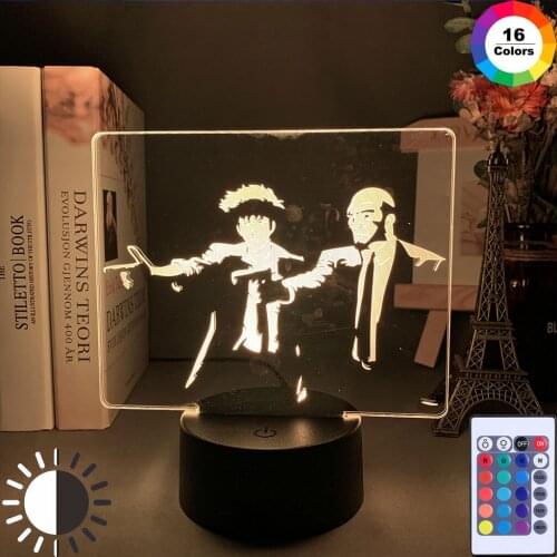 3D Lamp Anime Cowboy Hero Night Light for Kids ROOM Cool Decor Nightlight Birthday Gift Manga Cowboy Hero Acrylic Night Lamp