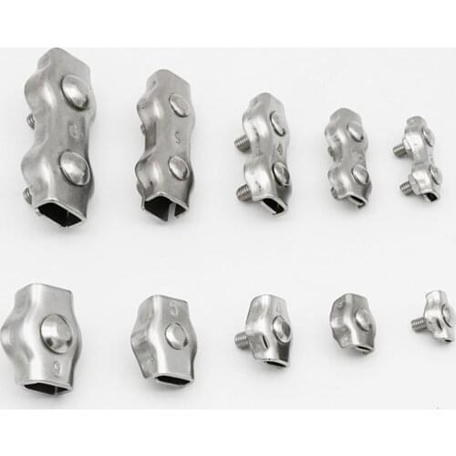 5Pcs M2-M8 Stainless Steel Simplex 1/2-Post Bolt Clip Wire Rope Cable Clamp Caliper Rope Simple Grip