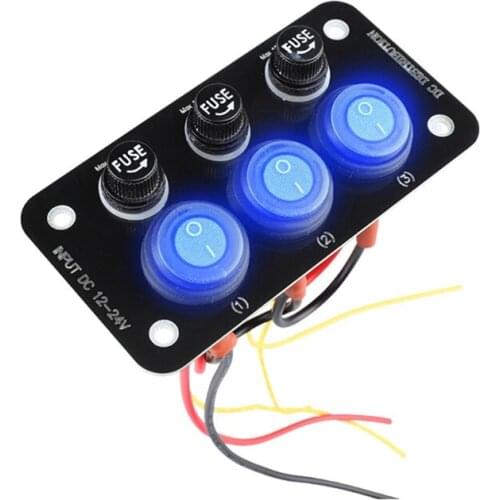 Car Marine Boat Caravan Modification Supplies 12-24V Switch Panel with 10A Fuse Short Circuit Protection Panel F19A