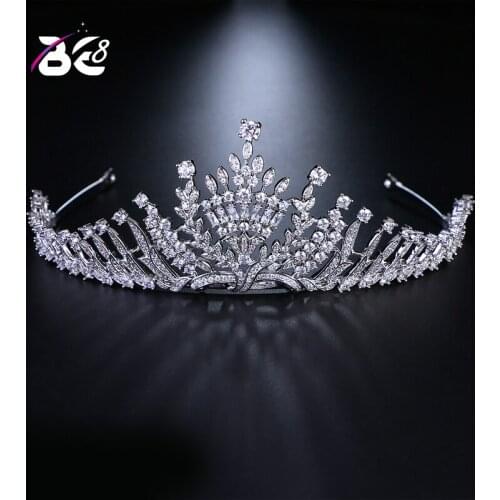 Be 8 2018 New Arrival Copper Cubic Zircon Wedding Tiaras and Crowns Bridal Queen Princess Pageant Party Crown Bridesmaids H094