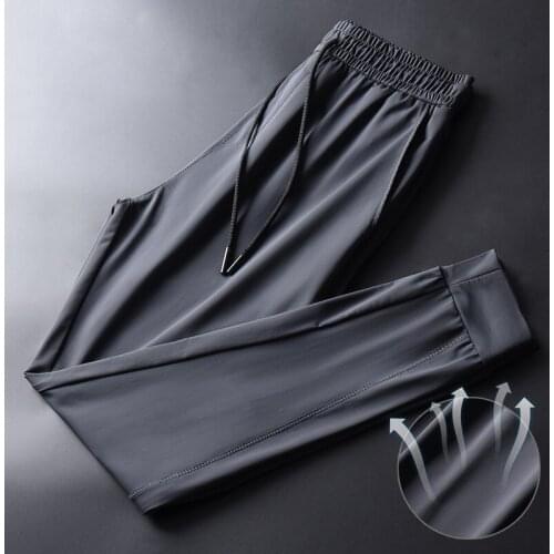 Quick Dry Pants Mens Sport Pants Summer Thin Gray Sportswear Drawstring Boys Casual Slim Sweat Track Jogger Pants Men Trousers