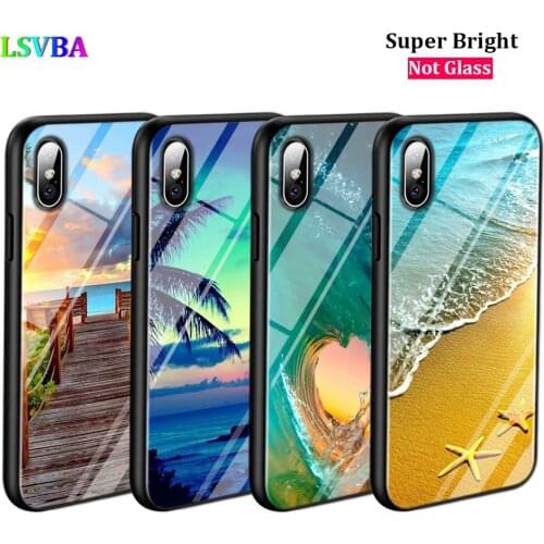 Black Cover The Sea Waves Beach for iPhone 11 11Pro X XR XS Max for iPhone 8 7 6 6S Plus 5S 5 SE Glossy Phone Case