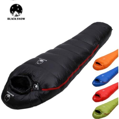 BLACK SNOW Winter Outdoor Camping Mummies Soft Goose Down Sleeping Bag Ultra Light Warm Stitching Double Sleeping Bag 400g-1600g