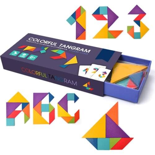 1 Set DIY Tangram Wooden Puzzles Toys Wooden Jigsaw Puzzle Wood Montessori Educational Toys For Children Learning Toys