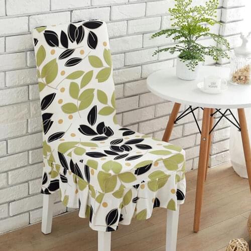 Elegant Flower Elastic Stretch Chair Seat Cover With Skirt Hem Dining Room Home Wedding Decoration