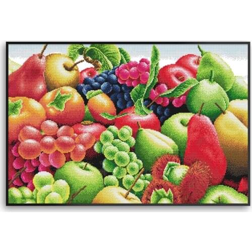 “Fruits" 14ct Counted Cross Stitch Kit 11ct Printed Fabric Embroidery DIY Needlework