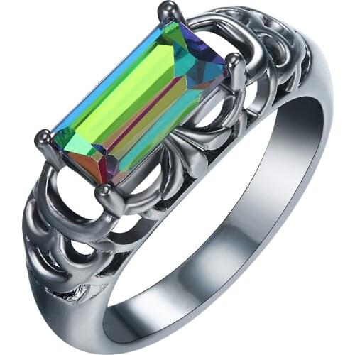 Hainon Elegant Hot Sale Promise Black Gold Color Rings Lady Colorful Fashion Jewelry Crystal Luxury Engagement Ring for women