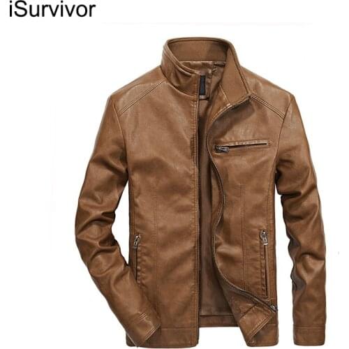 ISurvivor 2021 Mens New Mens Motorcycle Thin Leather Jacket Youth Casual Loose Large Size Jacket