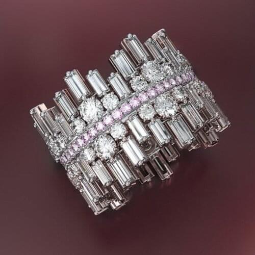 Exquisite Luxury Irregular Micro Inlay Full Circle Zircon Ring Charm Gift Woman Fashion Party Creative Jewelry Wholesale