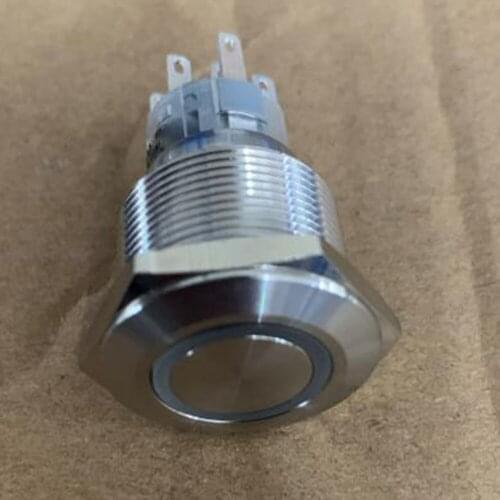 22mm Push button switch, Ring illuminated 2NO2NC Momentary type stainless steel electric switch