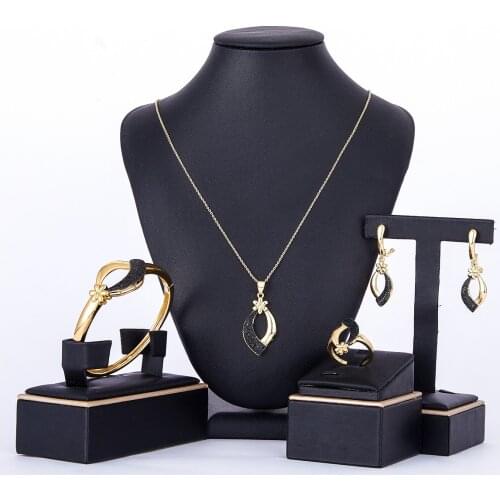 2021 July Trend of 18k Gold Jewelry Sets A set of Women Accessories Necklace Earrings Ring Bangle on Hand