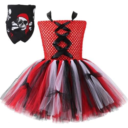 Pirate Dresses for Girls Princess Tutu Dress Up Clothes for Kids Girl Halloween Cosplay Costumes Children Fancy Outfit 1-14Y
