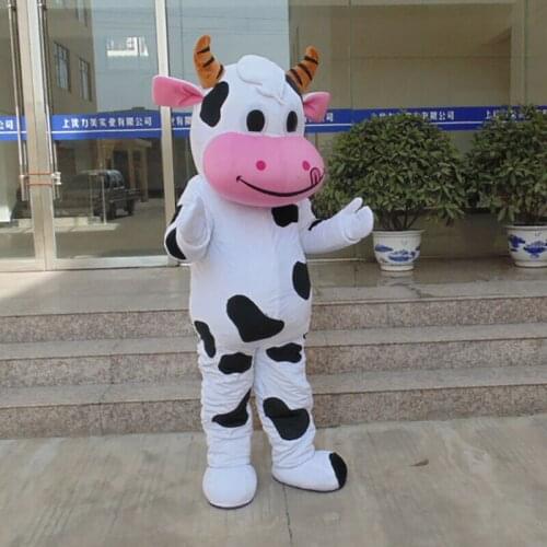 Cute Cow Mascot Costume Chinese Year of The Ox Cosplay Set Unisex Adult Size Spotted Cow Fursuit Birthday Gift Furry Mascot