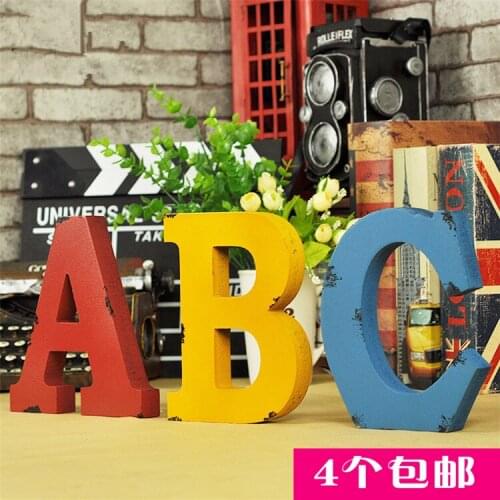 Retro creative wooden 26 English letter ornaments home photography props decorations Decoration Crafts Figurines Miniatures