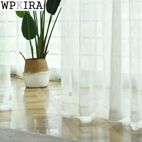 Hot Sell White Stripe Color Tulle Sheer Curtain for Bedroom Living Room Window Kitchen Voile Drape 039&C