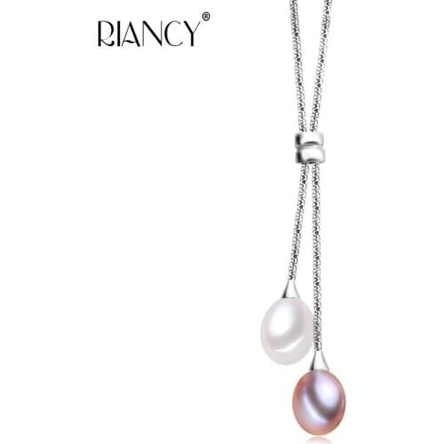 Fashion natural Freshwater pearl pendant for women 925 sterling silver with pearl pendant necklace chain bridal gift