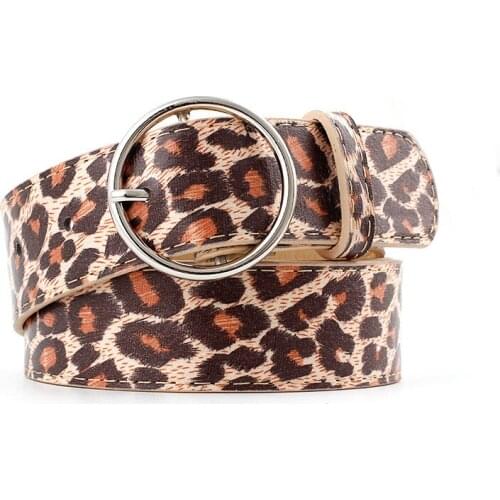 Fashion PU Leather Adjustable Decoration Female Waistband Woman Belt Leopard Print Clothing Waist Strap Dress Jeans